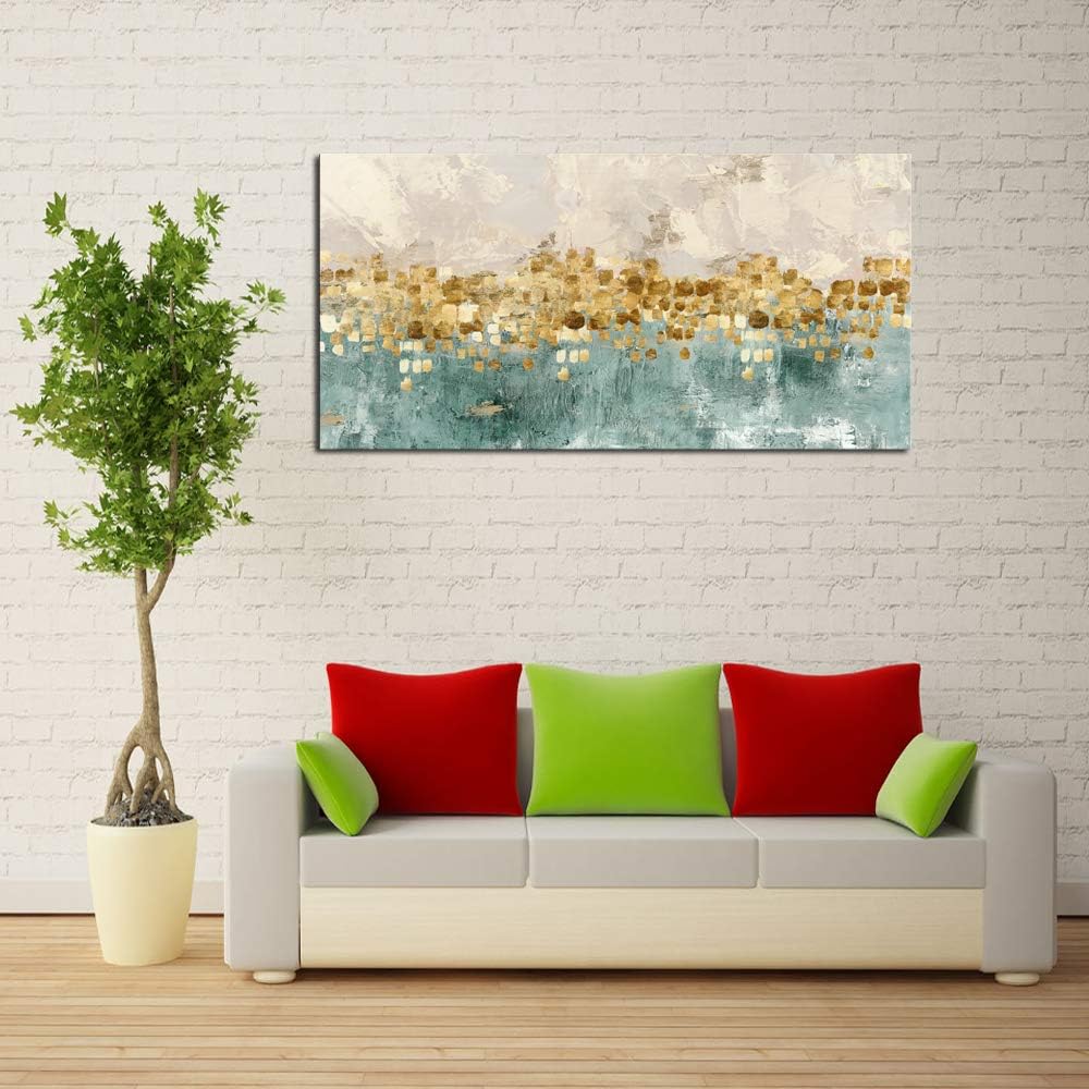 DZL Art A74662 Brown and Blue Abstract Painting Modern Decor Wall Art Tan Color Canvas Gray Painting Contemporary Decor Abstract Canvas Living Room Art Painting